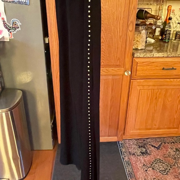 JS Collections Black Rhinestone Stud Formal Wide Leg Palazzo Gaucho Pants Sz 4 - Picture 3 of 15